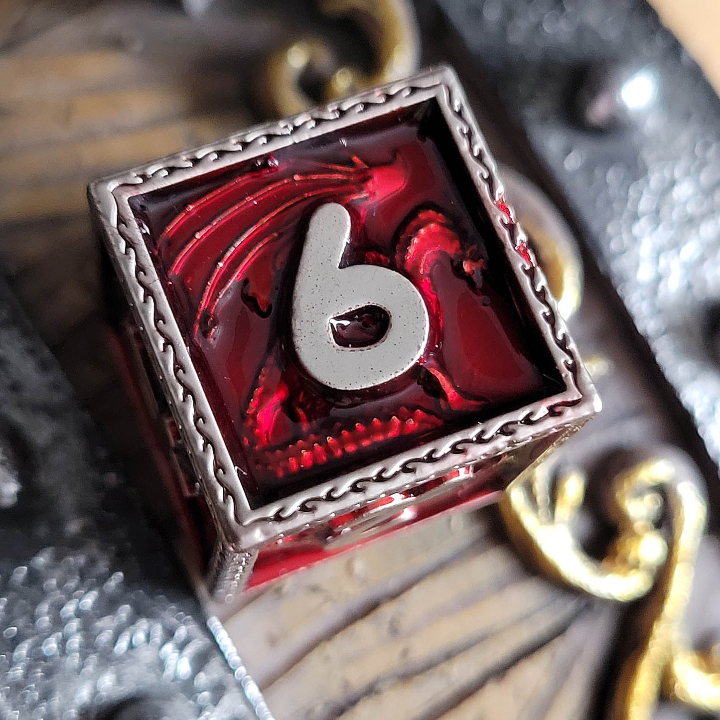 Scarlet Wyrm Metal RPG Dice Set