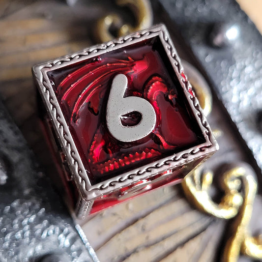 Scarlet Wyrm Metal RPG Dice Set