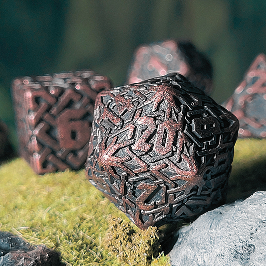 Brighid's Snaidhm Weathered Copper Metal RPG Dice Set