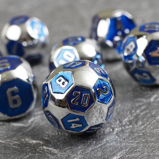 Cyborg Blue 7-Piece Metal Dice Set